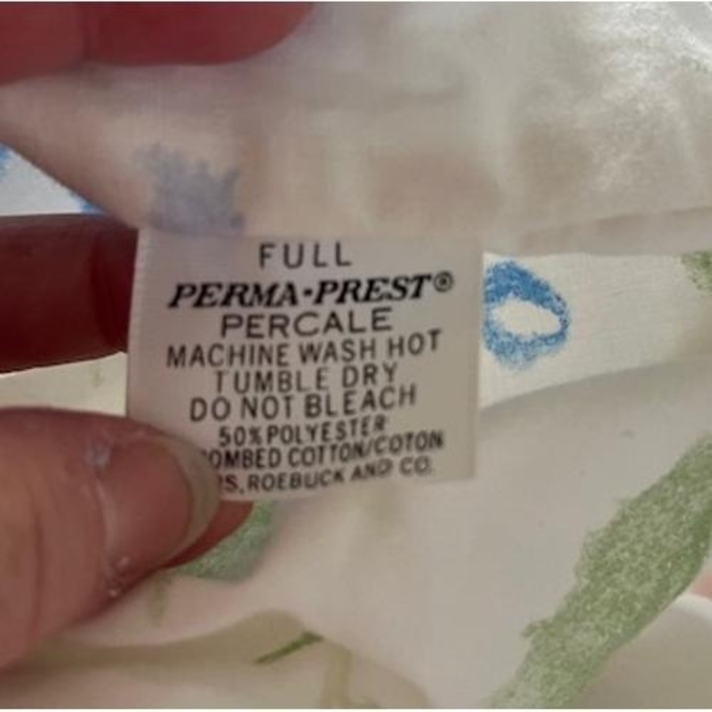 Vintage Full Size sheet Set watercolor Floral Sears Perma Prest - Picture 5 of 8